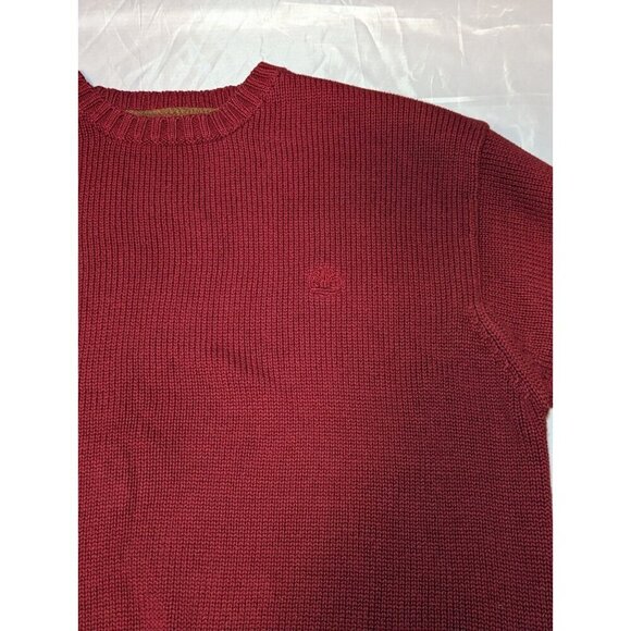 Timberland Men's Size XL 100% Cotton Maroon Long Sleeve HEAVY Sweater - Picture 4 of 14